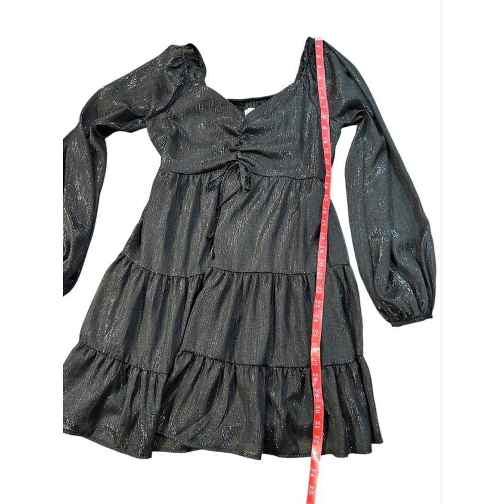 Altar'd State Black Shimmer Off-Shoulder Mini Dress S - Picture 5 of 8